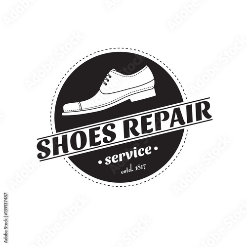 vector image of logo of shoe repair services. Concept for workshop repair