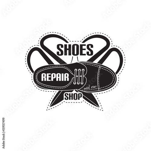 vector image of logo of shoe repair services. Concept for workshop repair