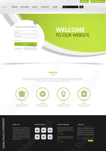 Eco Green Website Layout. Vector Illustration Eps 10.