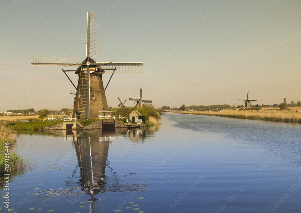 Dutch windmill in Kinderdijk