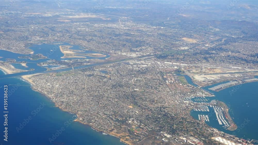 High quality aerial shot above San Diego in California in 4K High quality aerial shot above San Diego in California in 4K