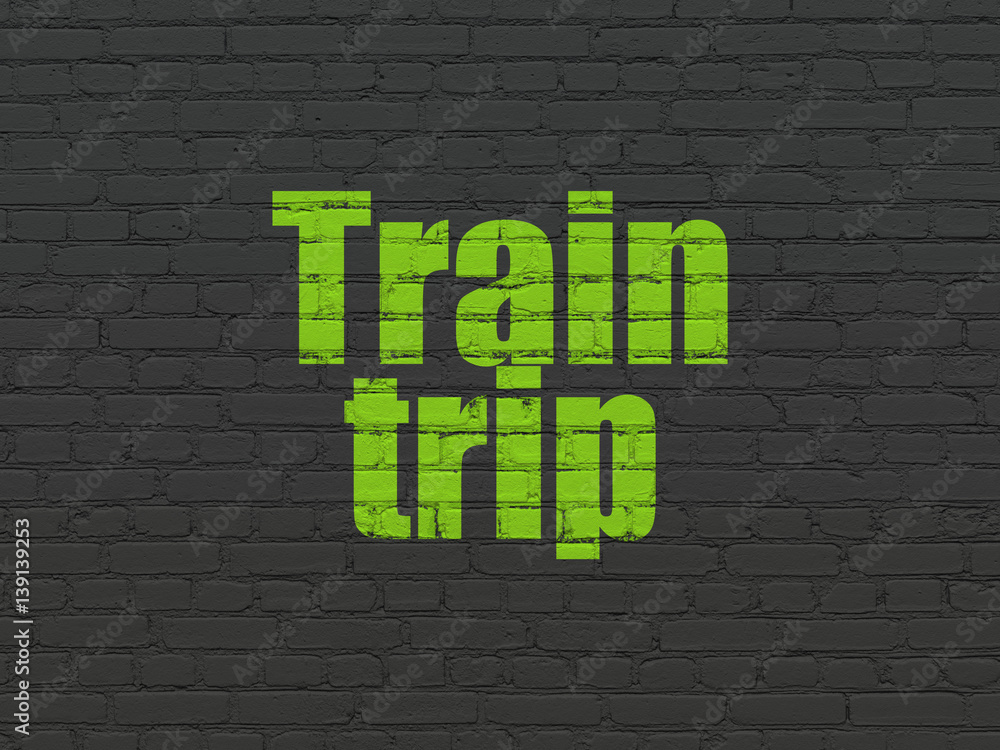 Tourism concept: Train Trip on wall background
