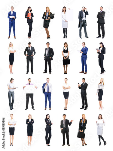Set of business people isolated on white.