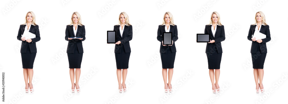 Set of beautiful, attractive businesswoman isolated on white. Business, career success concept.