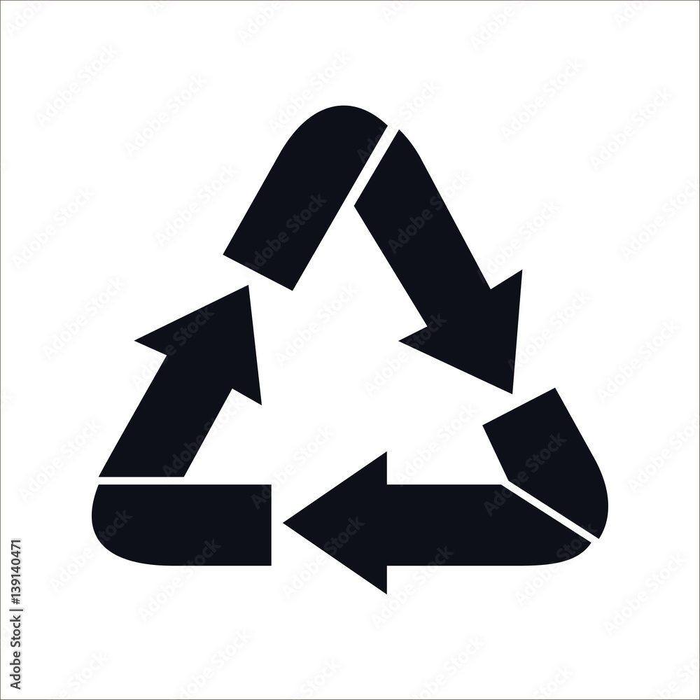 Recycle sign icon in trendy flat style. Recycle sign icon in trendy flat style.