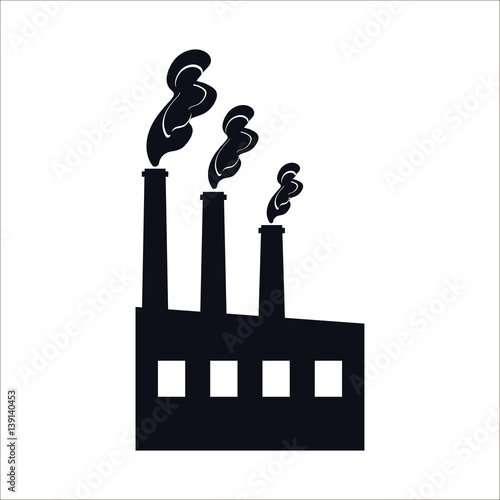 Industrial building factory icon in trendy flat style.