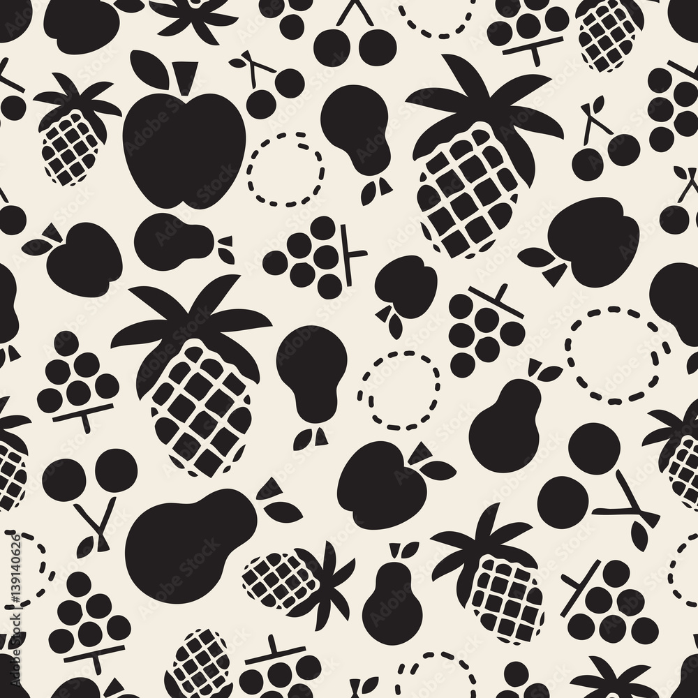Fototapeta premium seamless monochrome fruity pattern background