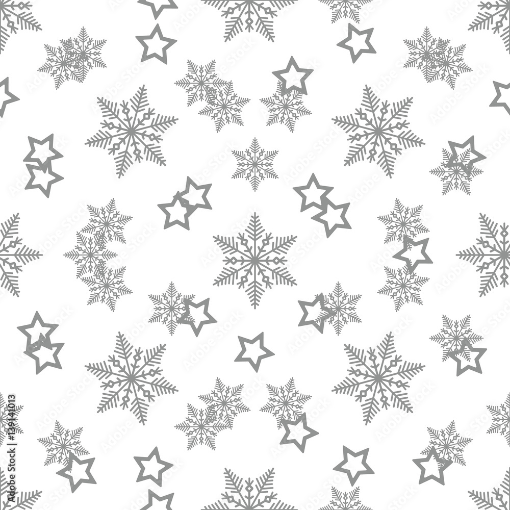 Star and Snowflake Seamless Pattern. Abstract seamless pattern with confetti stars and snowflake. Vector illustration. Shiny background. Texture of gold foil. Vector EPS 10. Star and Snowflake Seamless Pattern. Abstract seamless pattern with confetti stars and snowflake. Vector illustration. Shiny background. Texture of gold foil. Vector EPS 10.