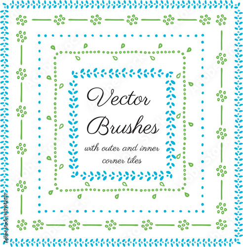 Hand drawn vector brushes with inner and outer corner tiles