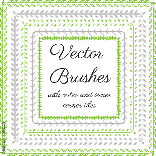 Hand drawn vector brushes with inner and outer corner tiles