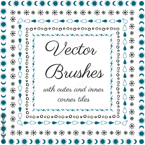 Hand drawn vector brushes with inner and outer corner tiles
