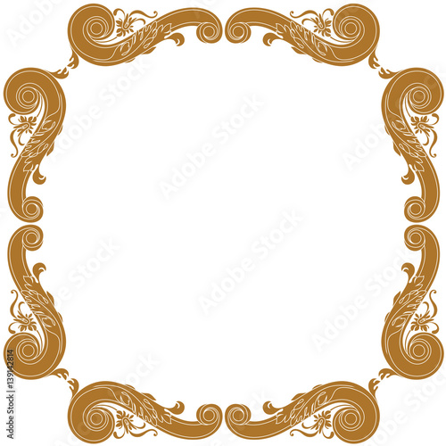 Golden vintage border frame engraving with retro ornament pattern in antique baroque style decorative design. Vector.