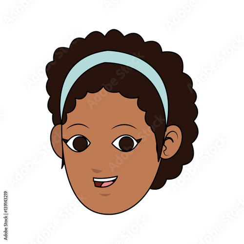 face of young dark skin woman icon image vector illustration design 