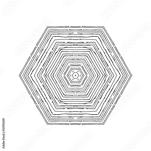 Vector circular pattern in grunge style. Lined pattern. Hipsters, boho, rustic