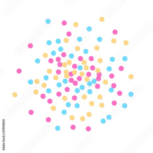 Multi coloured Confetti with shadows spread on transparent background