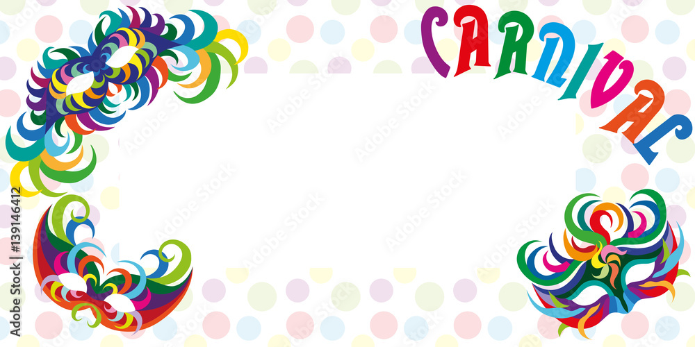 Carnival masks with feathers, Masquerade party CARD