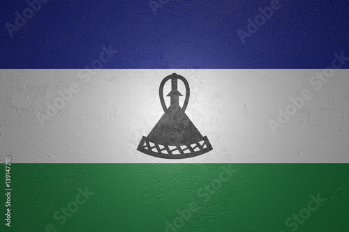 Flag of Lesotho on stone background, 3d illustration