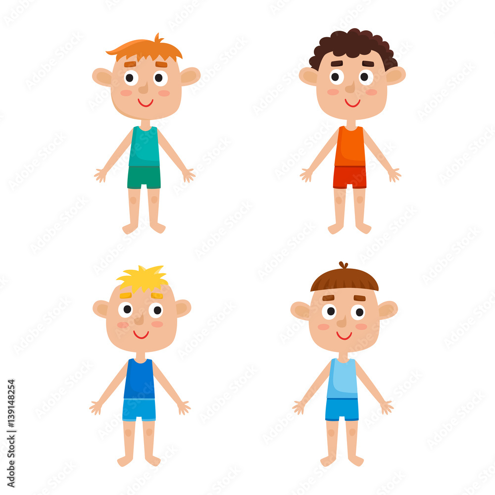 Young european boys body template: front. Young european boys body template: front.