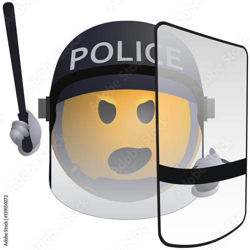 Police Smiley with Helmet and Shield - This policeman emoticon will made order in everyone live.