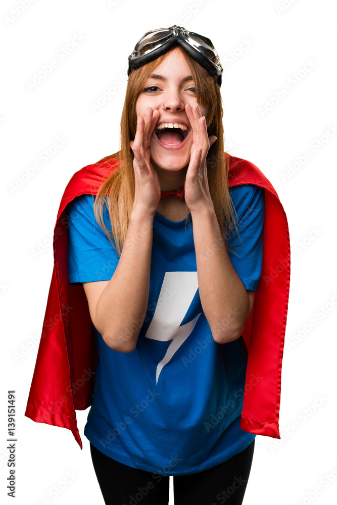 Pretty superhero girl shouting Pretty superhero girl shouting