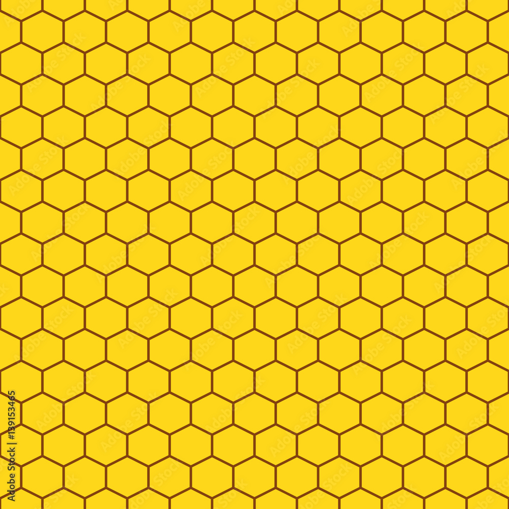 Honeycomb yellow seamless vector pattern. Reticulate honey repeating background. Honeycomb yellow seamless vector pattern. Reticulate honey repeating background.