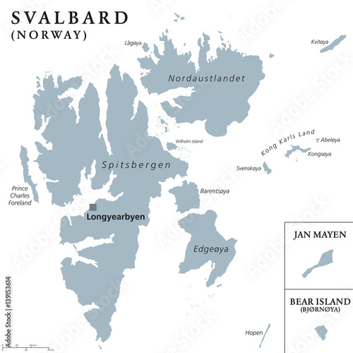 Canvastavla Svalbard, Bear Island and Jan Mayen political map
