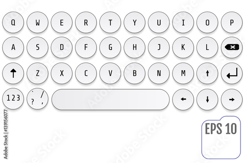 Modern keyboard design. Fashionable retro concept. Round keys. This keyboard is perfect for your business project.