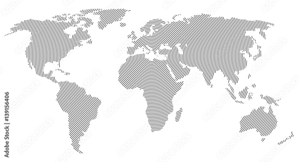 Obraz premium round lines world map silhouette