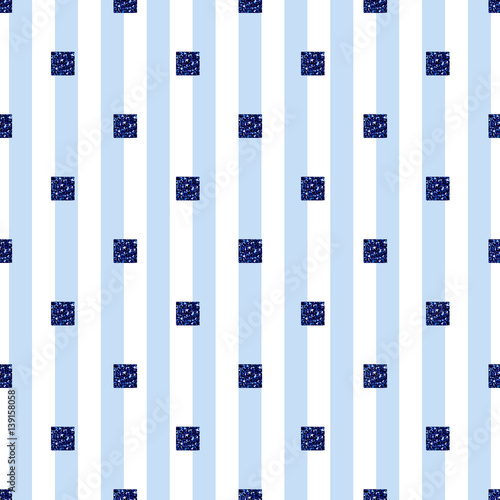 seamless blue square glitter pattern on blue  stripe background