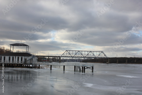 railway metal bridge across the river © Галина тарасенко