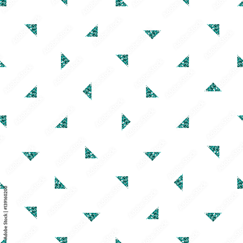 seamless green triangle glitter pattern with white background