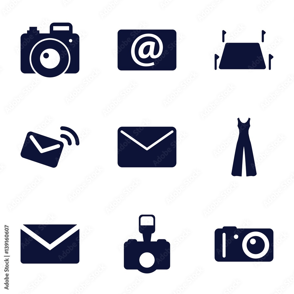 Set of 9 contour filled icons Set of 9 contour filled icons