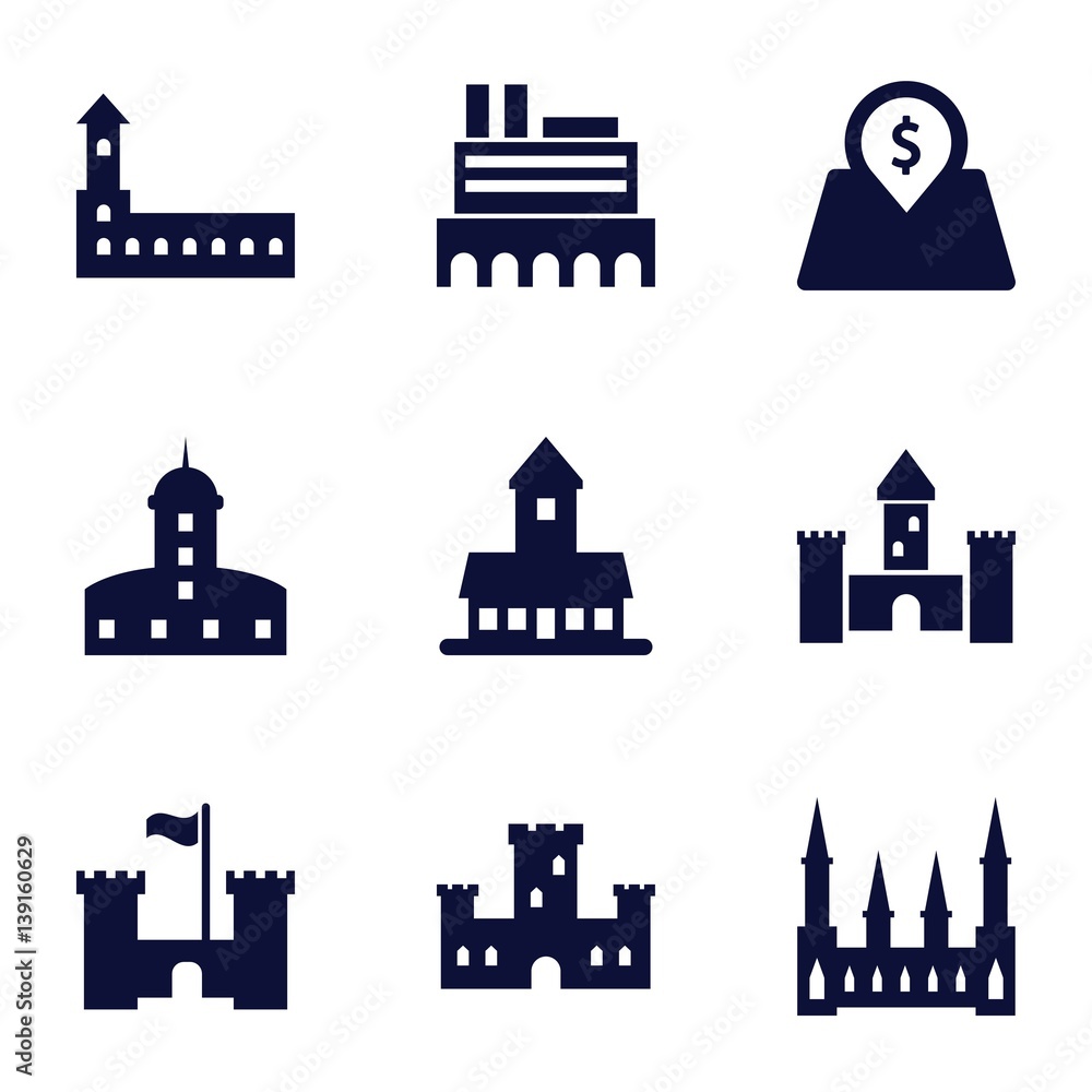 Set of 9 interest filled icons