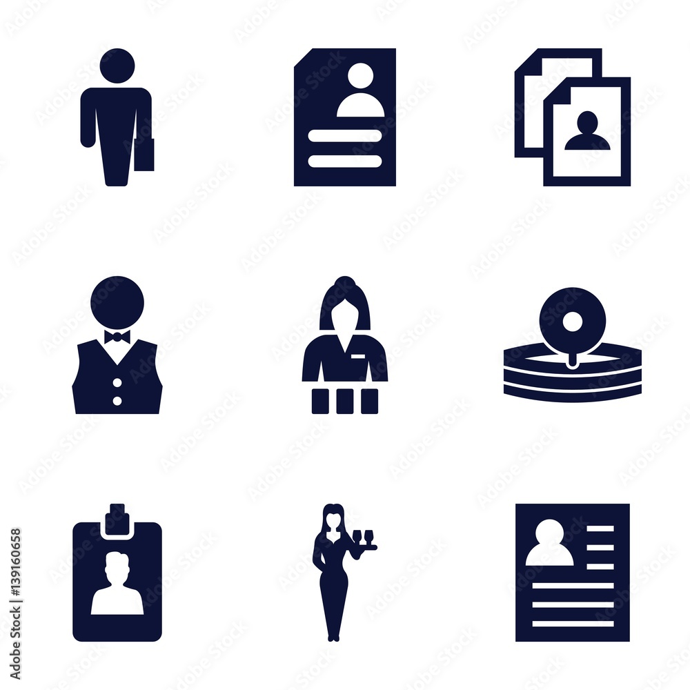 Set of 9 occupation filled icons Set of 9 occupation filled icons