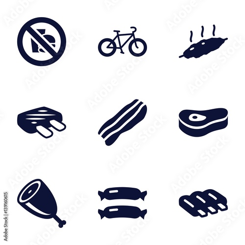 Set of 9 fat filled icons