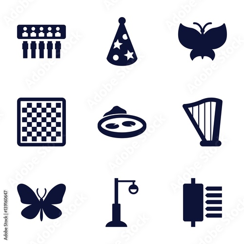 Set of 9 decorative filled icons