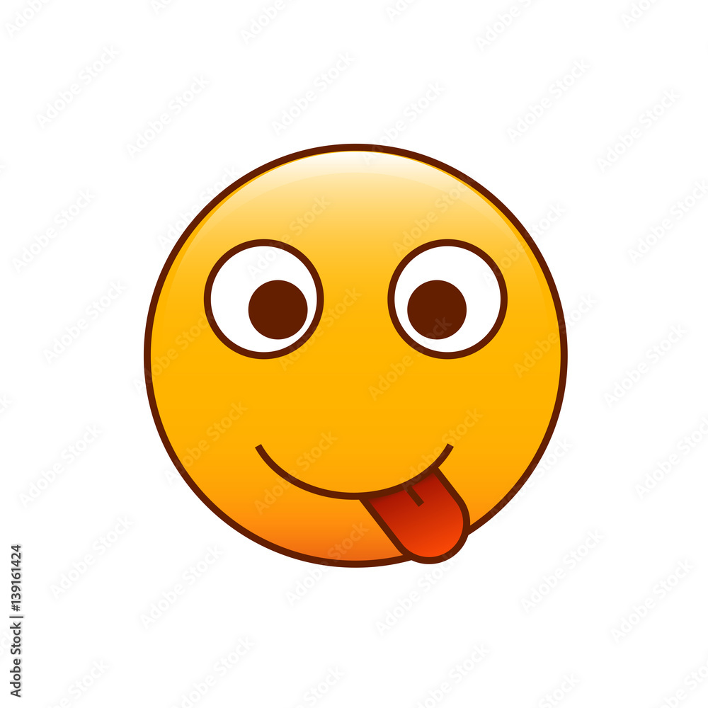 Cute smiling sticking out his tongue. Vector emoticon