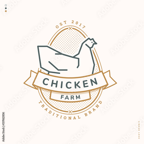 chicken farm linear logo