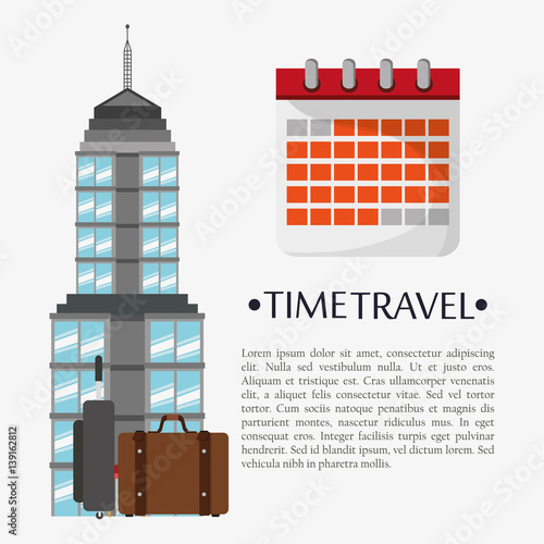 time travel poster calendar landmark vector illustration eps 10