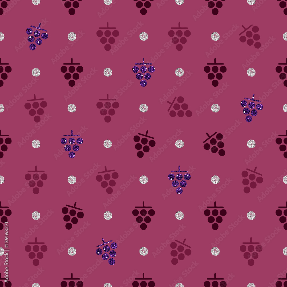seamless purple grape with silver dot glitter pattern background seamless purple grape with silver dot glitter pattern background