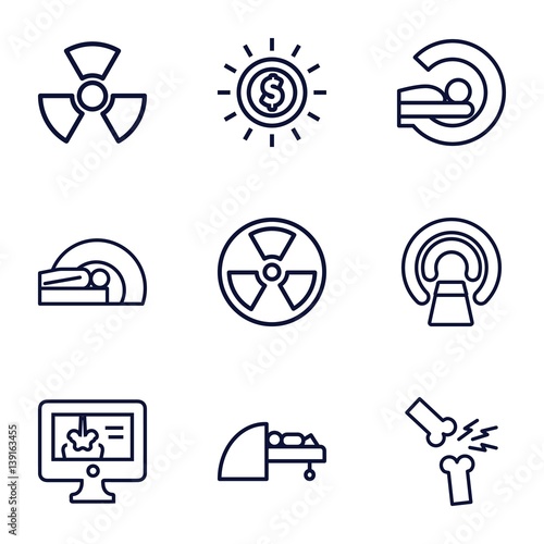 Set of 9 ray outline icons