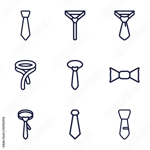 Set of 9 necktie outline icons