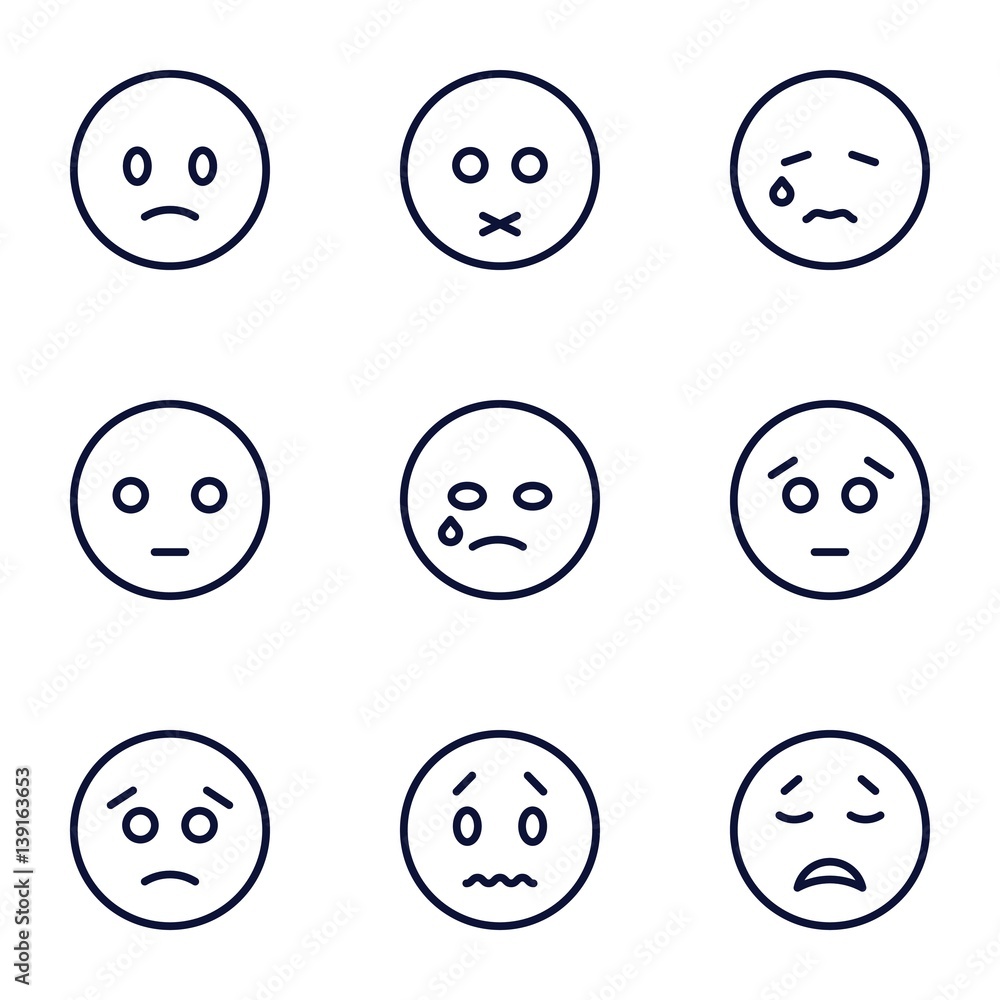 Set of 9 depression outline icons Set of 9 depression outline icons