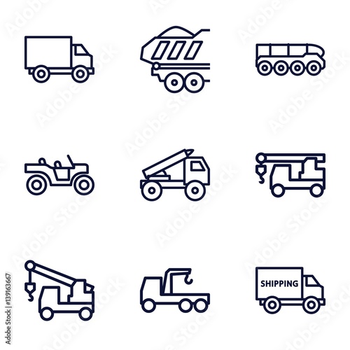 Set of 9 trailer outline icons