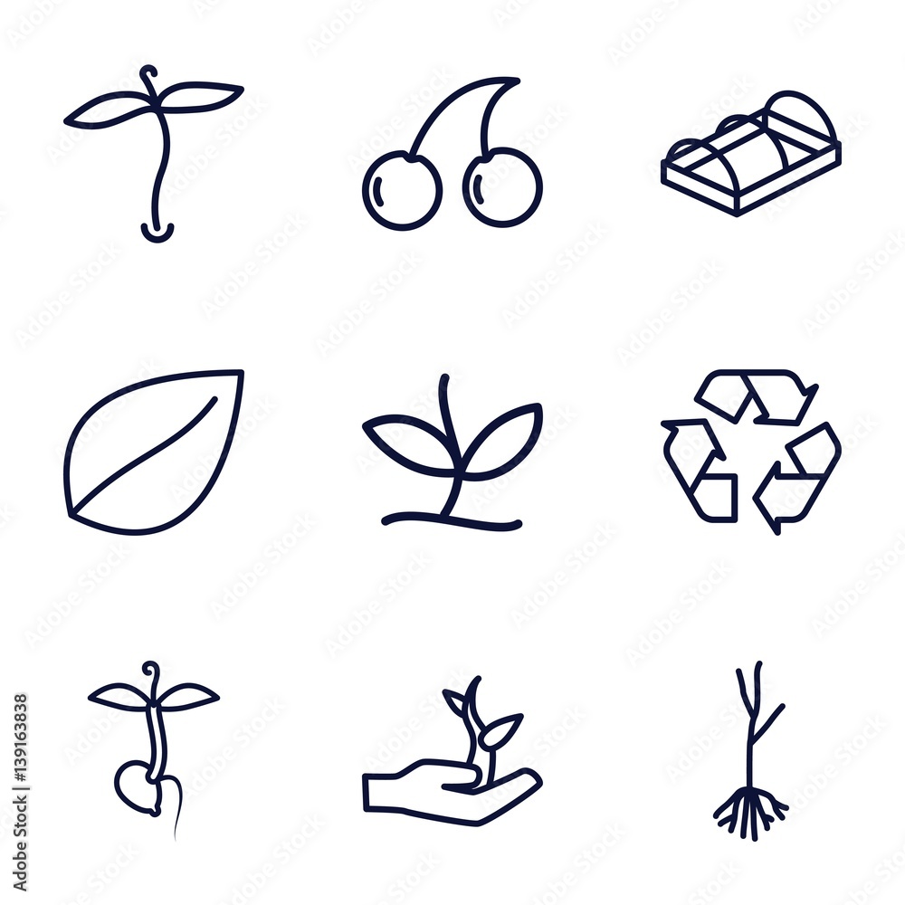 Set of 9 bio outline icons Set of 9 bio outline icons