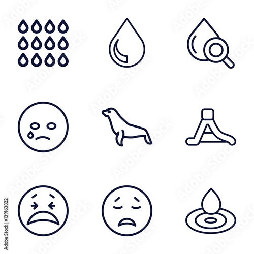 Set of 9 aqua outline icons