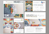 Social media posts set. Business templates. Abstract design template, vector layouts in popular formats. Tribal pattern, ornament in ethno syle, ethnic hipster backdrop, vintage fashion background.