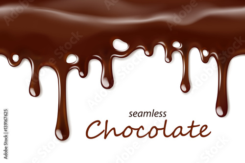 Tablou canvas Seamless dripping chocolate repeatable isolated on white