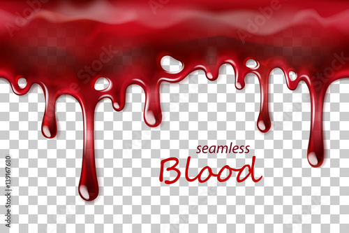 Seamless dripping blood repeatable isolated on transparent background
