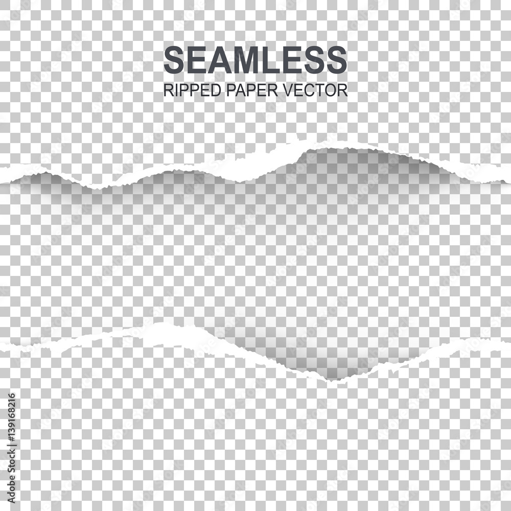 Seamless ripped paper and transparent background with space for text